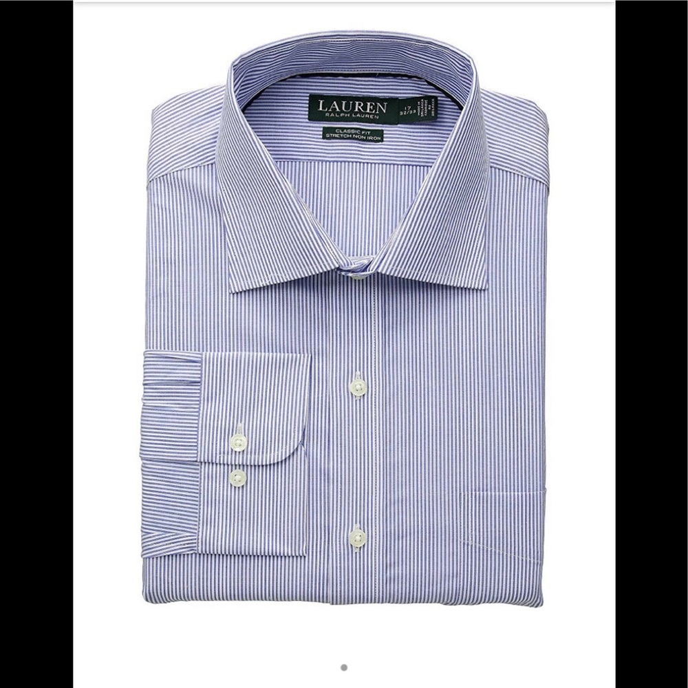Ralph Lauren Classic Cut Blue Striped 161/2 34/25